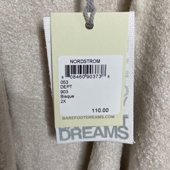 NWT Barefoot Dreams 2X Bisque Cream CozyChic Island Lite Open Sweater Cardigan - Picture 5 of 6